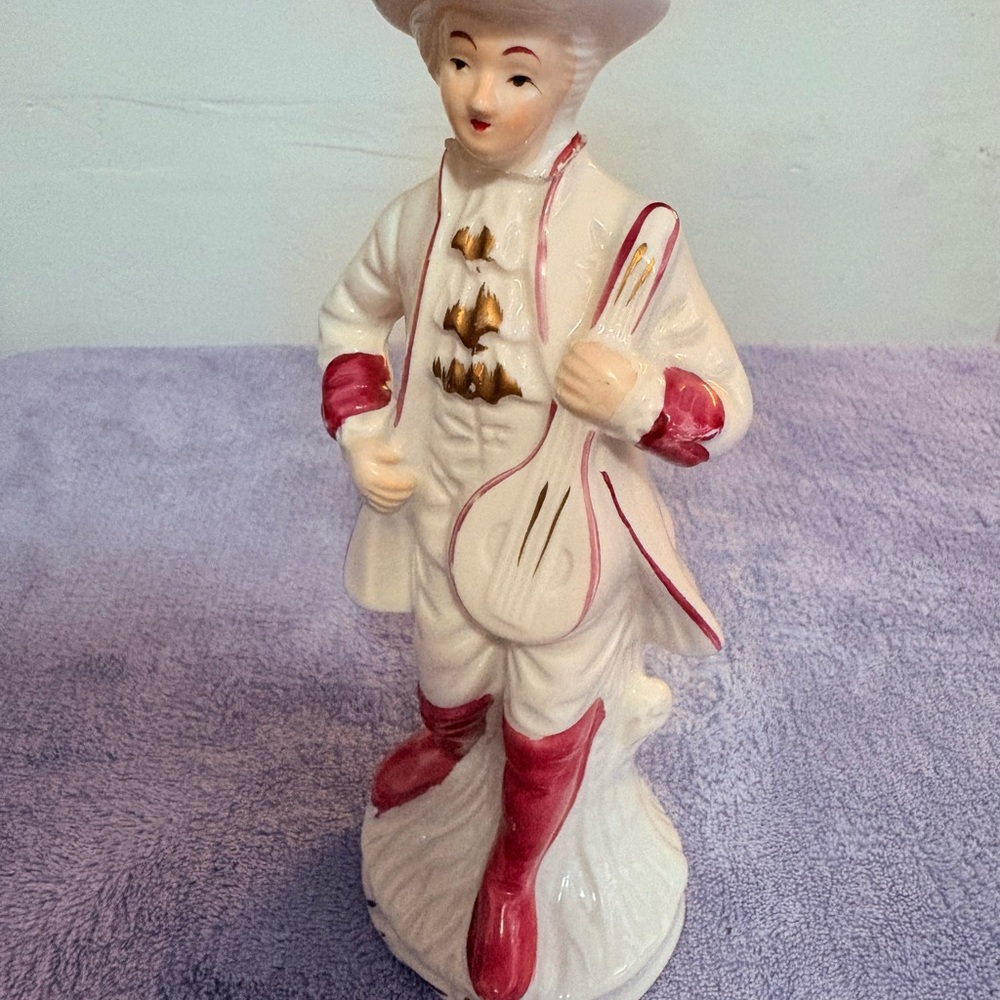 Vintage Porcelain Victorian Man Mandolin Figurine 18th Century‎ Stamp A England - Picture 9 of 9